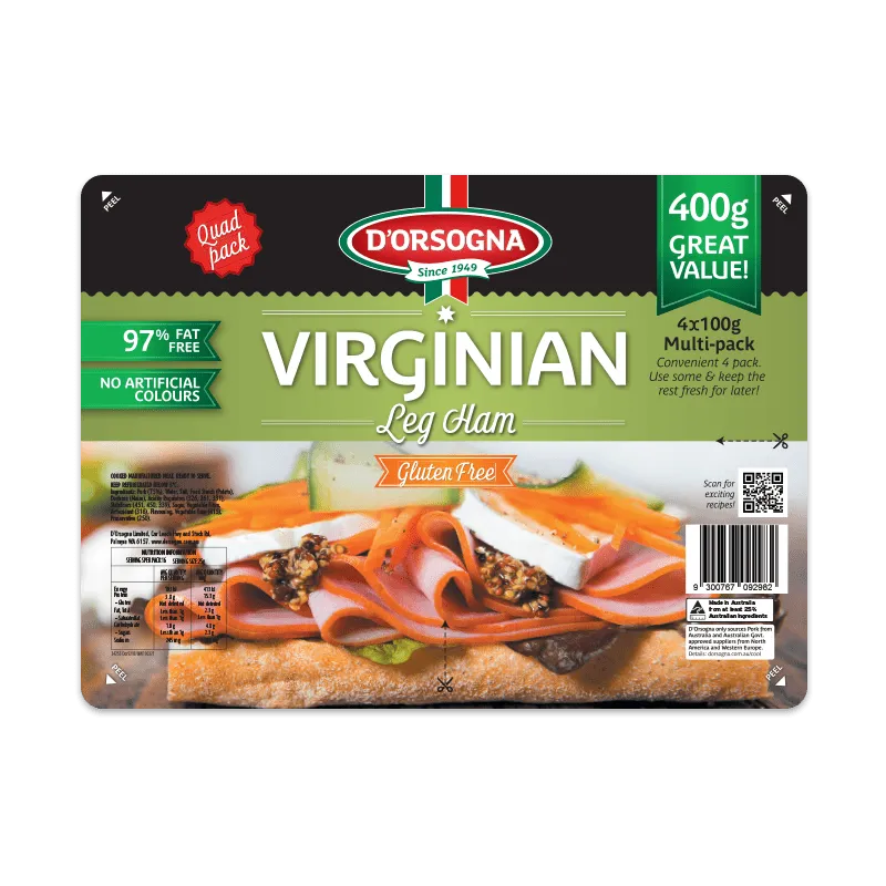 Dorsogna Sliced Virginian Leg Ham 4 x 100g