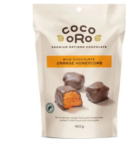 Coco Oro Honeycomb Milk Choc & Orange 160g