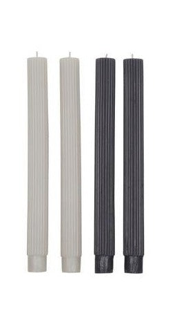 Ribbed S/4 Candle 25cm Dark Tone 2 Asst