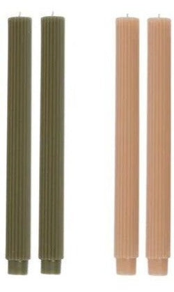 Ribbed S/4 Candle 25cm Earth Tone 2 Asst
