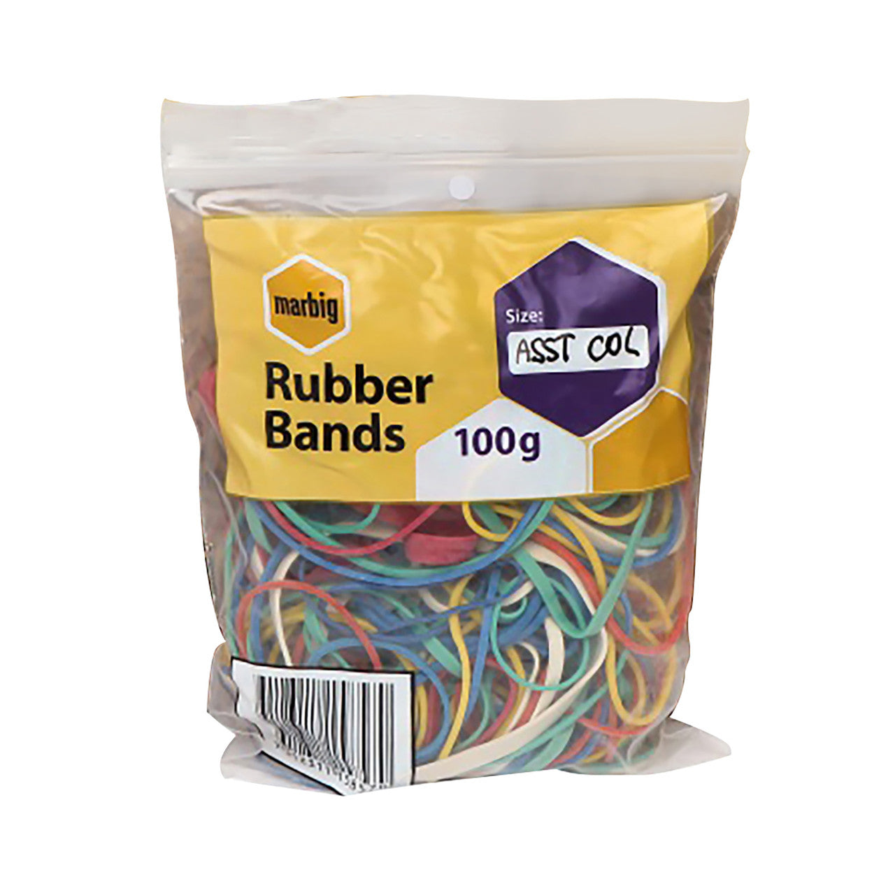 Marbig Rubber Bands Assorted 100g