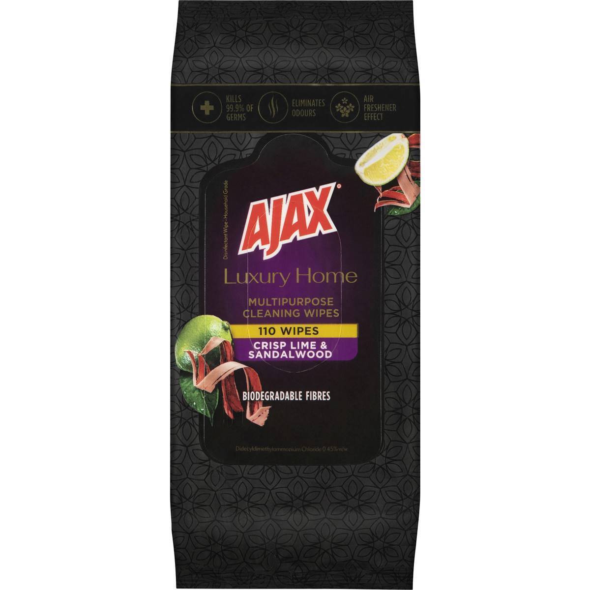 Ajax Luxury Home Cleaning Wipes Lime & Sandalwood 110pk