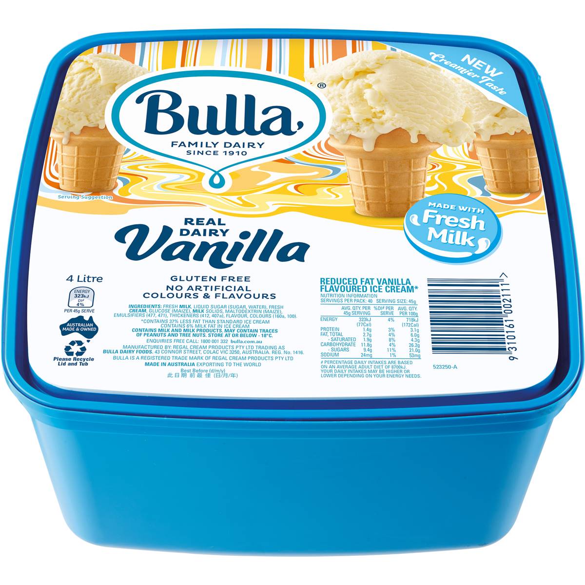 Bulla Vanilla Ice Cream 4 Ltr