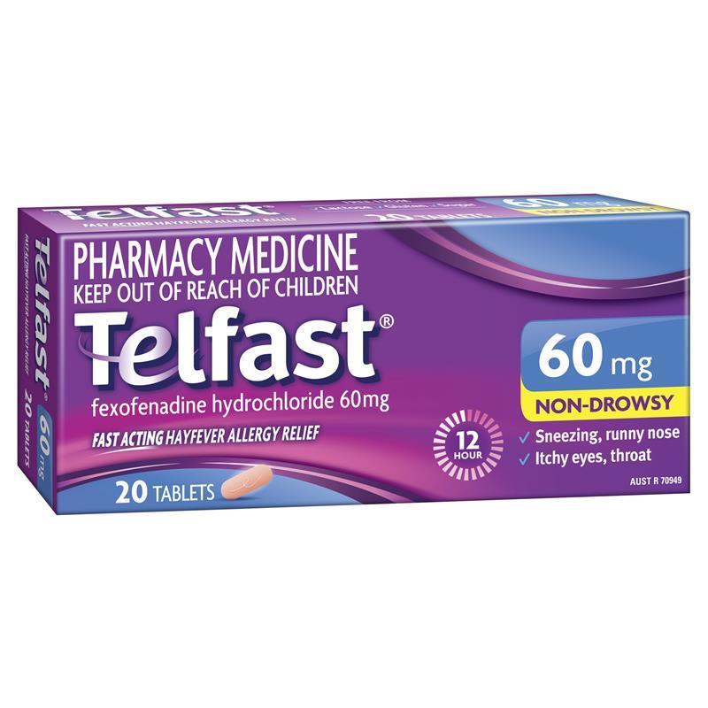 Telfast Hayfever & Allergy 60mg 20 pk