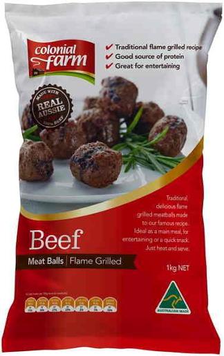 Colonial Farm Fully Cooked Beef Meat Balls 1kg
