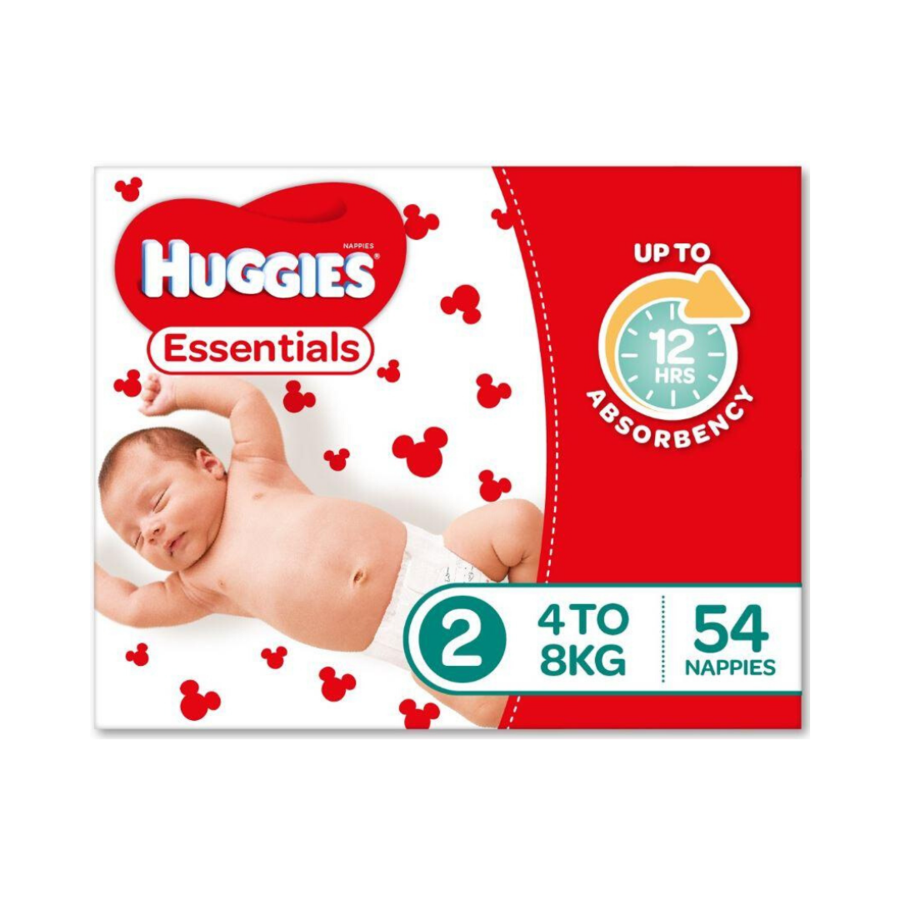 Huggies Essentials Nappy Size 2 Infant 4-8Kg 54 Pack