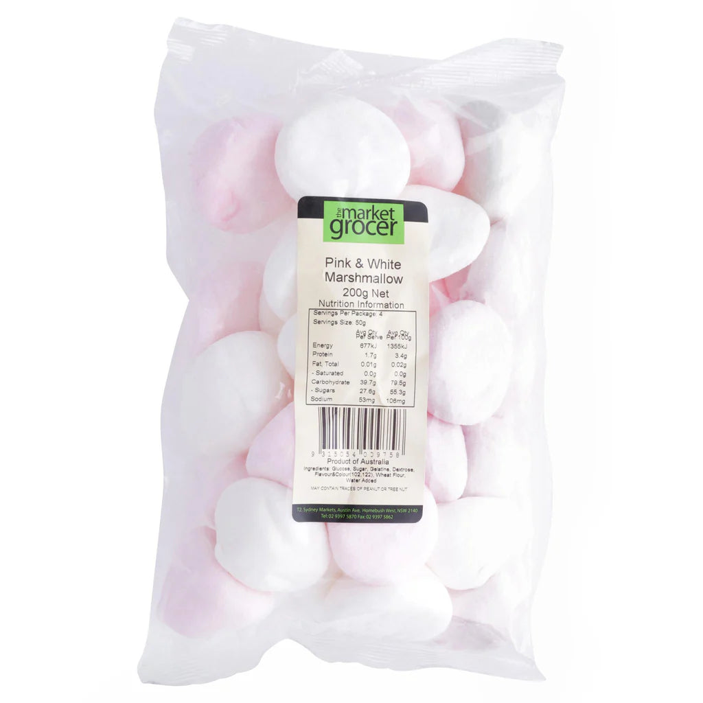 The Market Grocer Pink & White Marshmallows 200g