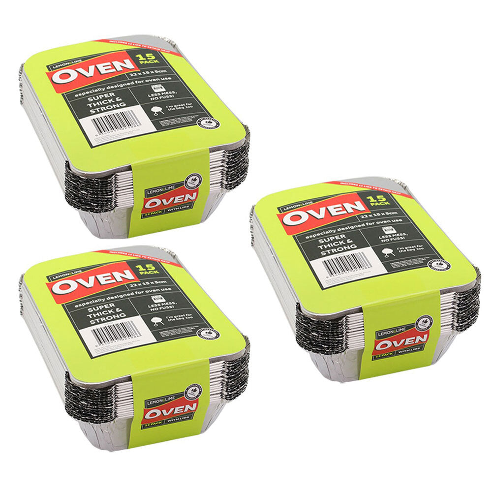 Lemon & Lime Foil containers w lid 22x15x5cm 15pk