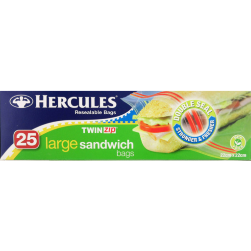 Hercules Twin Zip Sandwich Bags Large 25pk