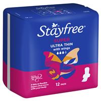 STAYFREE® Ultra Thin Super Pads with wings 12S